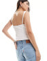 Bershka contrast piping corset top in white and black