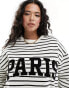 4th & Reckless Plus exclusive Paris logo sweatshirt in black and white stripe