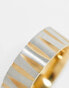 ASOS DESIGN waterproof stainless steel band ring with texture in silver and gold tone