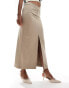 NA-KD tailored midi skirt in taupe