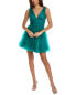 Rene Ruiz Pleated Tulle Cocktail Dress Women's