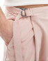 ASOS DESIGN smart linen blend wide leg trousers with asymmetric wrap in dusty pink