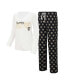 Women's White, Black Army Black Knights Long Sleeve V-Neck T-shirt and Gauge Pants Sleep Set