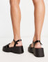 Glamorous Wide Fit cross strap platform sandals in black