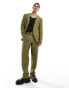 Viggo casual suit trousers in quilted khaki co-ord