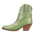 Dingo Primrose Embroidered Floral Snip Toe Cowboy Booties Womens Green Casual Bo