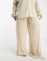 In The Style Plus plisse relaxed trouser co-ord in cream