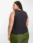 ASOS DESIGN Curve dropped arm hole raw edge vest in black