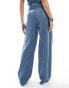 ASOS DESIGN wide leg dad jeans in mid blue pinstripe co-ord