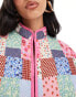 The Frolic quilted contrast trim jacket in pink patchwork print