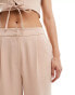 Miss Selfridge tailored wide leg pull on trouser in pink pinstripe co ord