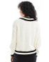 YAS v neck cricket jumper in cream - CREAM