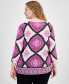 Plus Size Printed Jacquard 3/4-Sleeve Top, Created for Macy's