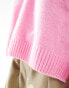 Monki long sleeve collar polo knitted sweater in pink