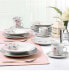 Small Floral Design Square Dinnerware Set, 20 Piece