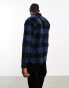 Dr Denim Frank relaxed fit long sleeve flannel shirt in blue indigo check