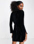 & Other Stories crushed velvet mini dress in black