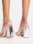 Simmi London Inez block heel embellished sandals in silver