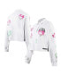 Women's White Peanuts Snoopy Sweet Heart Long Sleeve Cropped Polo