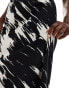 New Look satin midi skirt in black pattern