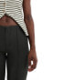 ONLY Sally high waist ribbed flared trousers in dark khaki