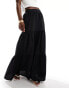 New Look boho poplin tiered maxi skirt in black