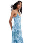 ASOS DESIGN chiffon scoop neck maxi slip dress in blue paisley