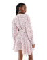 Glamorous ruffle detail mini wrap dress in pink ditsy