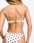 River Island ruched balconette bikini in white polka dot