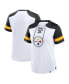 Women's White/Black Pittsburgh Steelers Foiled Primary Lace-Up T-Shirt