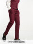 ASOS DESIGN slim linen mix suit trouser in burgundy