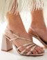 Be Mine Wide Fit Bridal Adilette asymmetric strap block heel sandals in blush