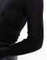 Vero Moda pointelle long sleeve top in black