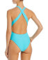 Jade Swim Womens Capri Crossover Back One Piece Swimsuit Blue Size Medium