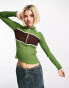 Daisy Street collar detail rib 90s jumper in green