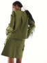 Extro & Vert khaki zip up utility mini skirt co-ord in khaki