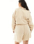 Yours cheesecloth shorts co-ord in beige