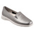 Trotters Universal T2110-033 Womens Silver Wide Leather Loafer Flats Shoes