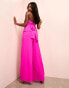 ASOS LUXE tailored wide leg trousers in hot pink