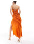 ASOS DESIGN raw edge textured cami maxi dress with ruffles in orange