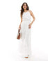 Stradivarius halter neck lace dress in white