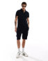 Brave Soul towelling co-ord polo shirt in navy