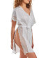 Женская пижама iCollection Sherry Lace Trimmed Robe with Double Side Slits Lingerie