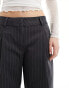 Monki wide leg tailored trousers in grey pinstripe