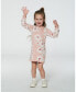 Big Girls Jacquard Retro Flower Knit Dress Light Pink