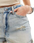 River Island bleached denim short in light blue