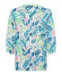 Women's Cotton Linen 3/4 Tropic Print Tunic Shirt