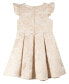 Little Girls Flutter Sleeve All-Over Brocade Social Dress