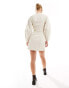 & Other Stories corset waist mini dress with zip front and sculptural sleeves in beige