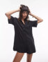 Topshop button down souvenior playsuit in black cupro